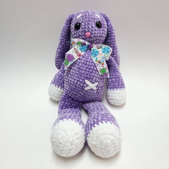 Crochet Bunny Handmade Toy Plush Purple Kids Girls Easter Gift Stuffed Animal St - Picture 1 of 8